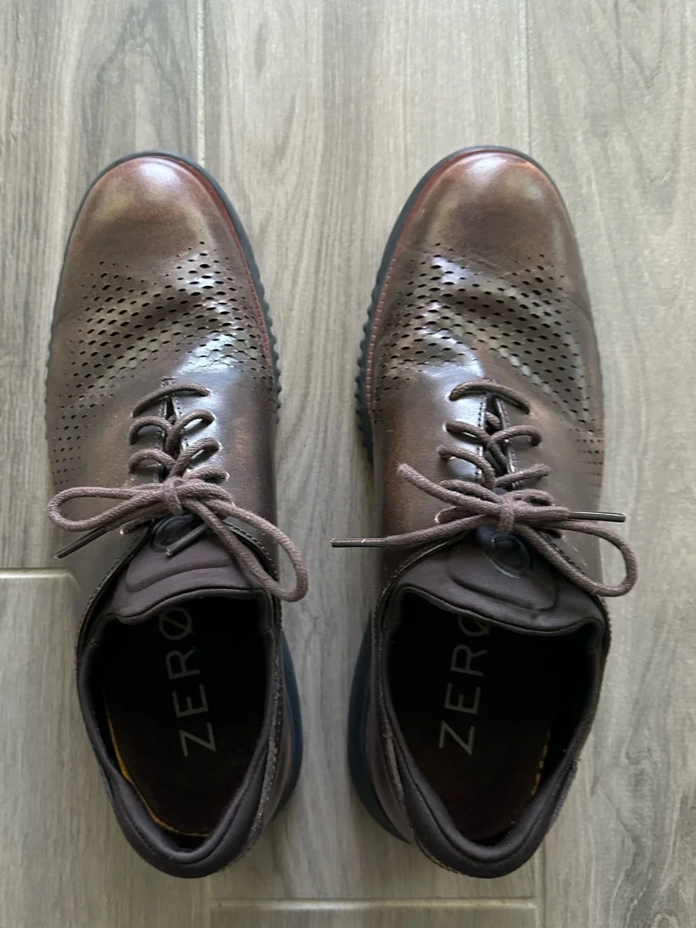 Cole Haan Brown Perforated Leather Lace-Up Oxfords